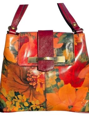 #149 Patricia Nash Larone  Multicolor Floral Leather Shoulder Bag